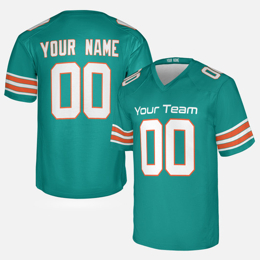Personalized Men's Miami Dolphins Football Jersey Aqua Alternate Style - Custom Team, Name & Number