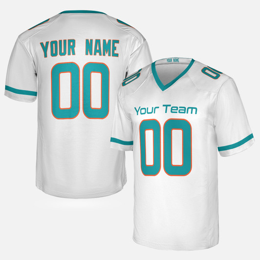 Personalized Men's Miami Dolphins Football Jersey White Fan Style - Custom Team, Name & Number