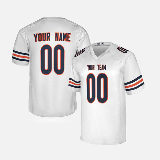 Personalized Men's Chicago Bears Football Jersey White Fan Style - Custom Team, Name & Number