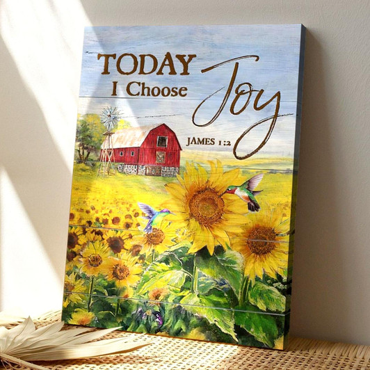 Today I Choose Joy James 1 2 Canvas With Sunflower Farmhouse Style Art For Scripture Based Home Decor