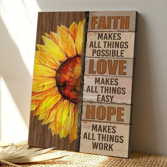 Faith Makes All Things Possible Scripture Canvas Wall Art With Encouraging Message For Christian Living