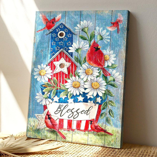 Cardinal Blessed By God Christian Canvas Art With Nature Inspired Design And Faithful Message