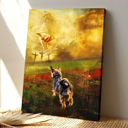 Christian Canvas Wall Art Jesus And Yorkshire Walking Side By Side Into A Beautiful World Embraced By His Love And