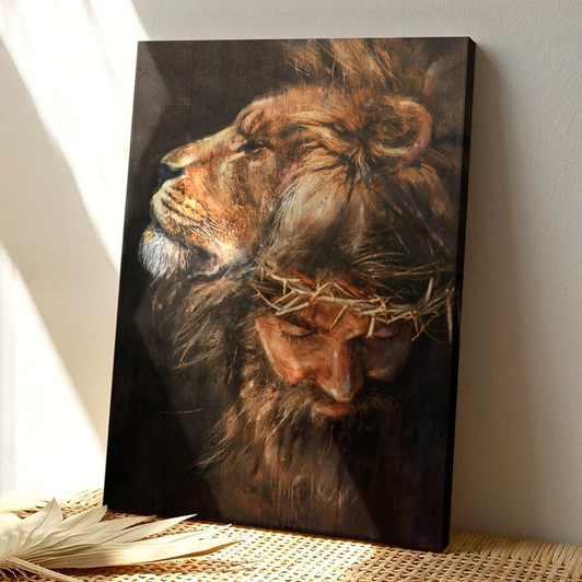 Bible Verse Canvas Painting Jesus Lion Head A Powerful Wall Art Depiction Of Jesus Christ As The Lion Of Judah Ready To