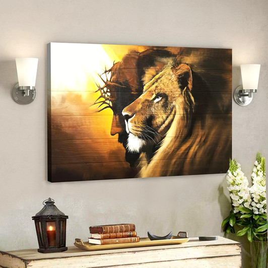 Lion Of Judah Wall Art Canvas Half Jesus Half Lion Jesus Lion Canvas Poster Christian Canvas Art