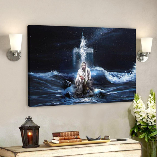 God Canvas Prints Jesus Canvas Art Jesus Outstretched Hands Saves Canvas Wall Art Horizontal Christian Wall Art