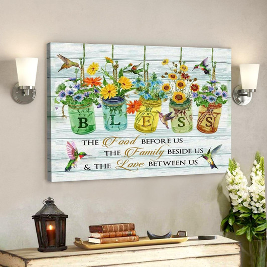 Bless The Food Before Us Canvas Wall Art Christian Poster Faith Canvas Home Decor
