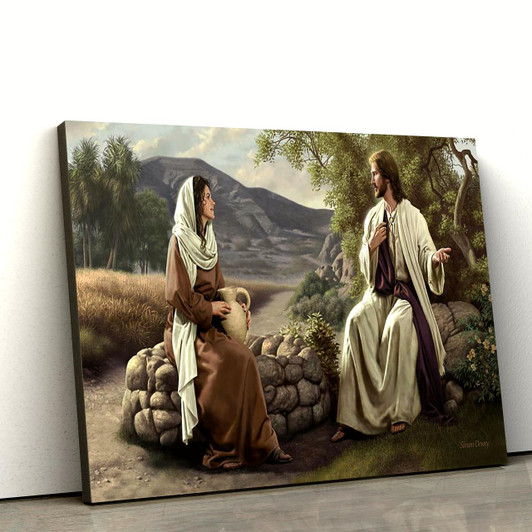 Jesus And The Samaritian Woman At The Well Canvas Pictures Jesus Christ Canvas Art Christian Wall Canvas
