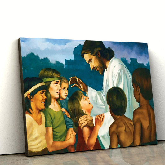 Christ Blessing The Nephite Children Canvas Wall Art Christian Canvas Pictures Religious Canvas Wall Art