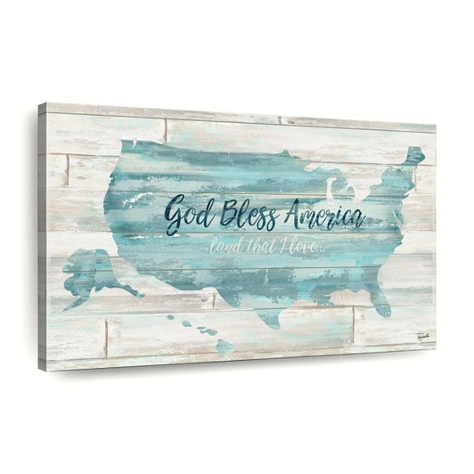 God Bless America USA Map Canvas Wall Art Christian Canvas Wall Art Religious Wall Art Canvas