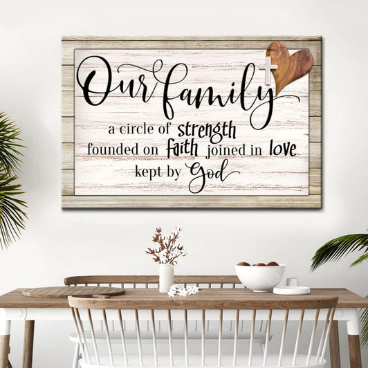 Our Family A Circle Of Strength Christian Family Wall Art Canvas Religious Wall Decor