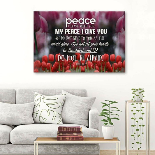 Peace I Leave With You John 1427 Bible Verse Wall Art Canvas Religious Wall Decor