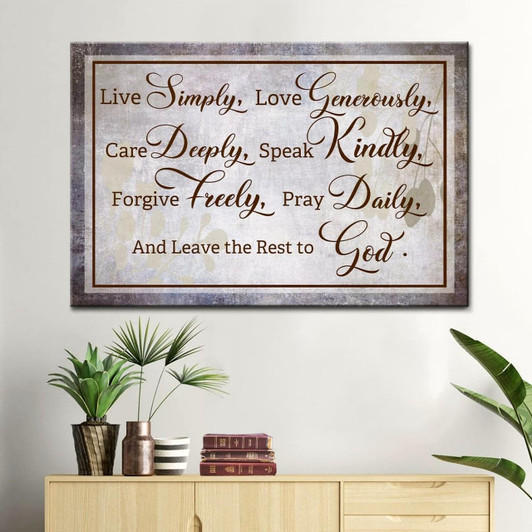 Live Simply Love Generously Canvas Wall Art Christian Wall Decor Religious Wall Decor