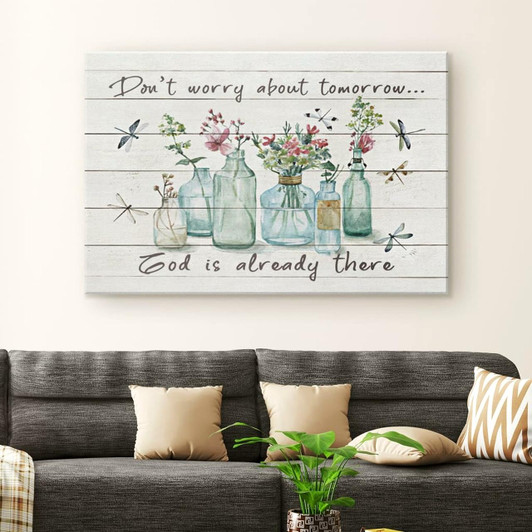 Don't Worry About Tomorrow Canvas Wall Art Religious Wall Decor Inspirational Scripture Canvas Decor