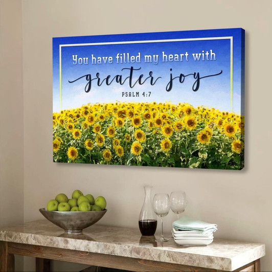 Christian Wall Art You Have Filled My Heart With Greater Joy Psalm 47 Canvas Print Religious Wall Decor