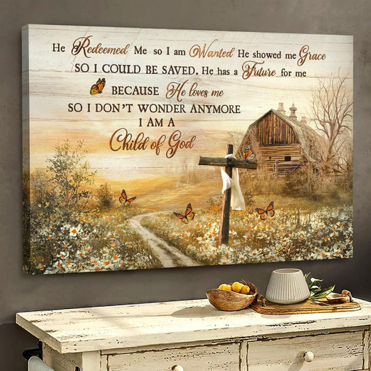 Jesus Beautiful Farm Old Cross He Redeemed Me Canvas Wall Art Jesus Canvas Pictures Christian Wall Posters