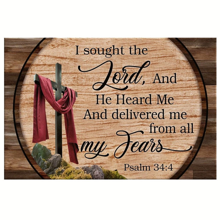 Psalm 344 I Sought The Lord And He Heard Me Canvas Wall Art Christian Canvas Faith Canvas
