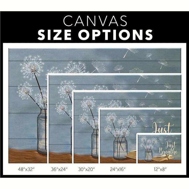 Just Breathe Flower In Vase Cross On Bible Canvas Wall Art Christian Canvas Faith Canvas