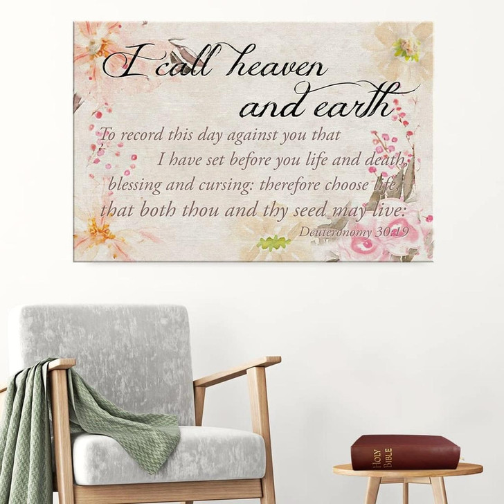 I Call Heaven And Earth Deuteronomy 30 19 Kjv Canvas Wall Art Christian Canvas Faith Canvas