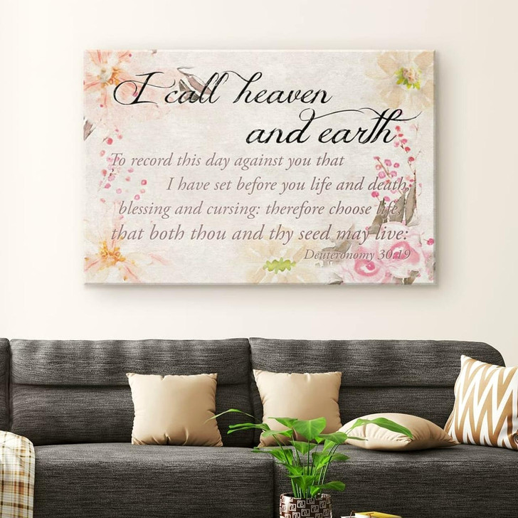 I Call Heaven And Earth Deuteronomy 30 19 Kjv Canvas Wall Art Christian Canvas Faith Canvas