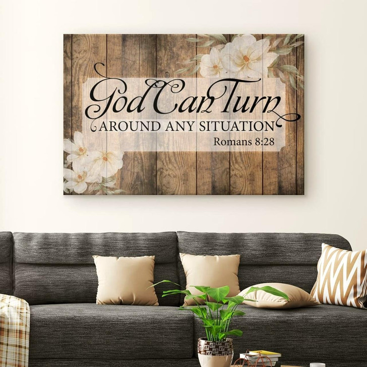 God Can Turn Around Any Situation Art Canvas Wall Art Christian Canvas Faith Canvas
