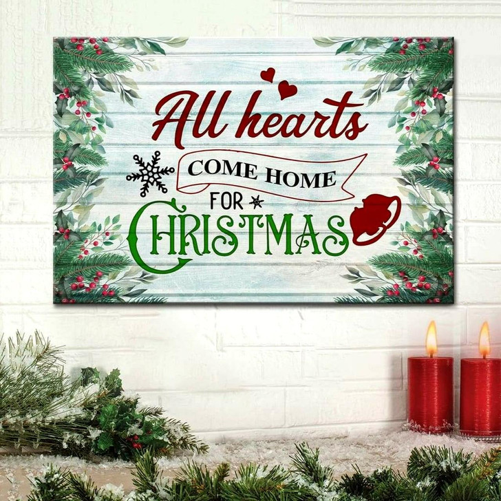 All Hearts Come Home For Christmas Canvas Wall Art Christian Canvas Faith Canvas