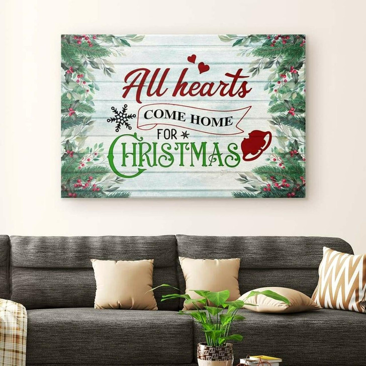 All Hearts Come Home For Christmas Canvas Wall Art Christian Canvas Faith Canvas