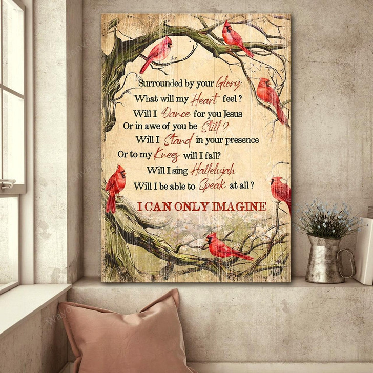 Red Cardinal Oldest Tree Rainy Day I Can Only Imagine Canvas Wall Art Christian Wall Posters Religious Wall Decor