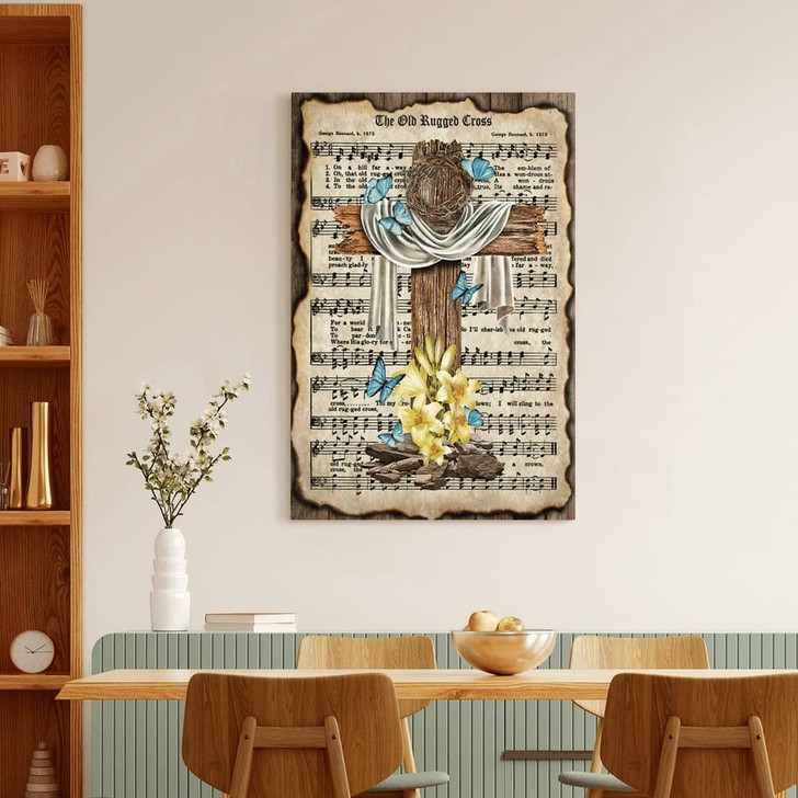 Cross Crown Of Thorns Song Lyrics The Old Rugged Cross Canvas Posters Christian Wall Posters Religious Wall Decor