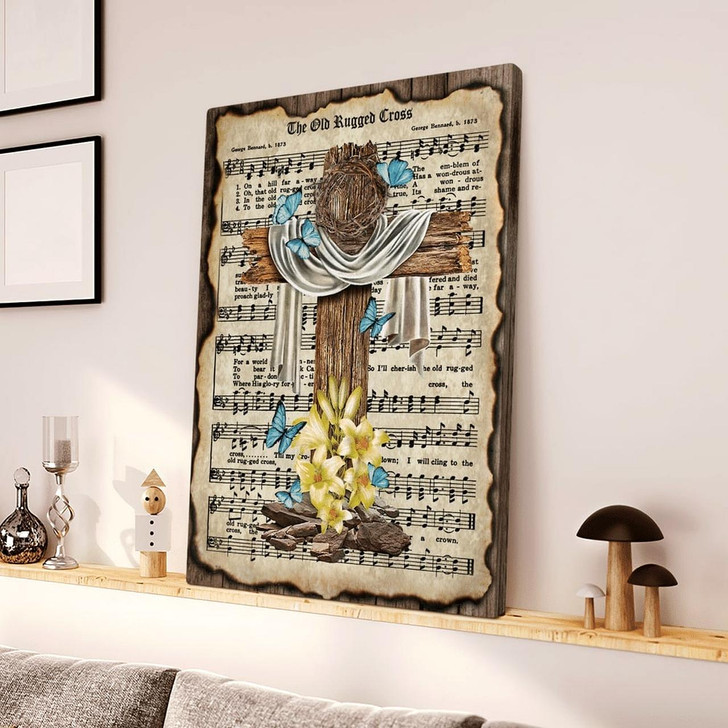 Cross Crown Of Thorns Song Lyrics The Old Rugged Cross Canvas Posters Christian Wall Posters Religious Wall Decor