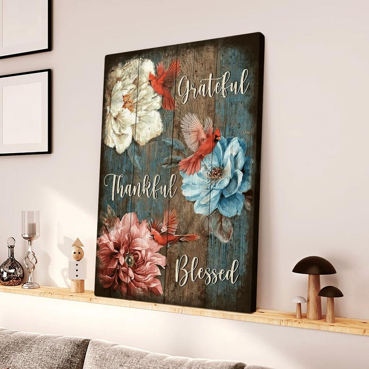 Cardinal Grateful Thankful Blessed Jesus Canvas Posters Christian Wall Posters Religious Wall Decor