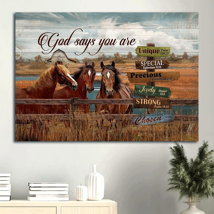 Dream Horses Countryside Painting Rice Field Canvas God Says You Are Canvas Wall Art Christian Wall Decor