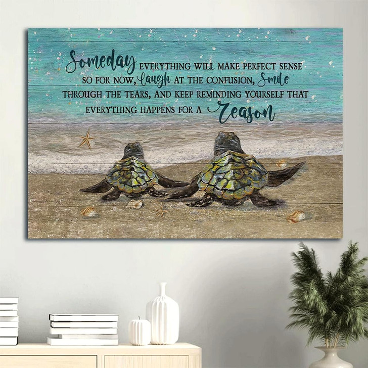 Beautiful Sea Turtle Blue Ocean Isomeday Everything Will Make Perfect Sense Canvas Wall Art Christian Wall Decor