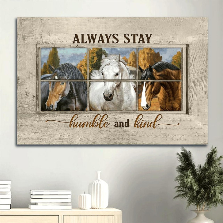 Beautiful Farm Watercolor Horse Canvas Always Stay Humble And Kind Canvas Wall Art Christian Wall Decor