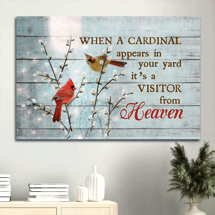 Baby Flower Cardinal Painting Couple Cardinal Canvas When A Cardinal Appears In Your Yard Canvas Wall Art Christian Wall