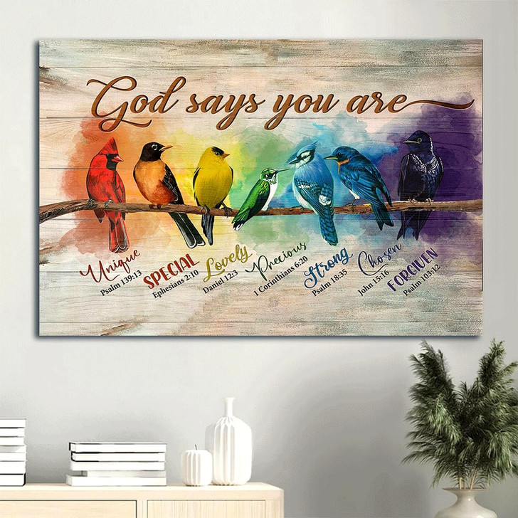 And Believer God Alluring Bird Paintings God Says You Are Canvas Wall Art Christian Wall Decor