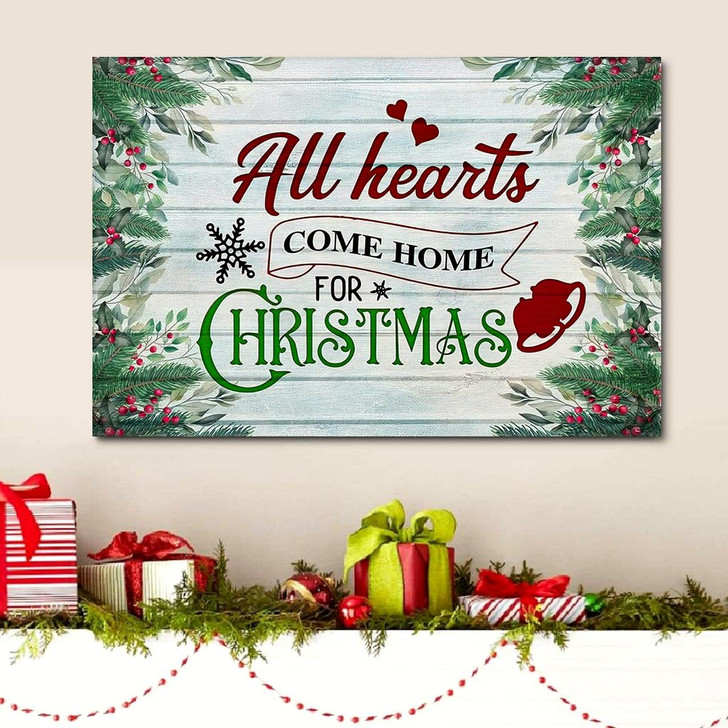 All Hearts Come Home For Christmas Christian Wall Art Canvas Print Religious Canvas Painting