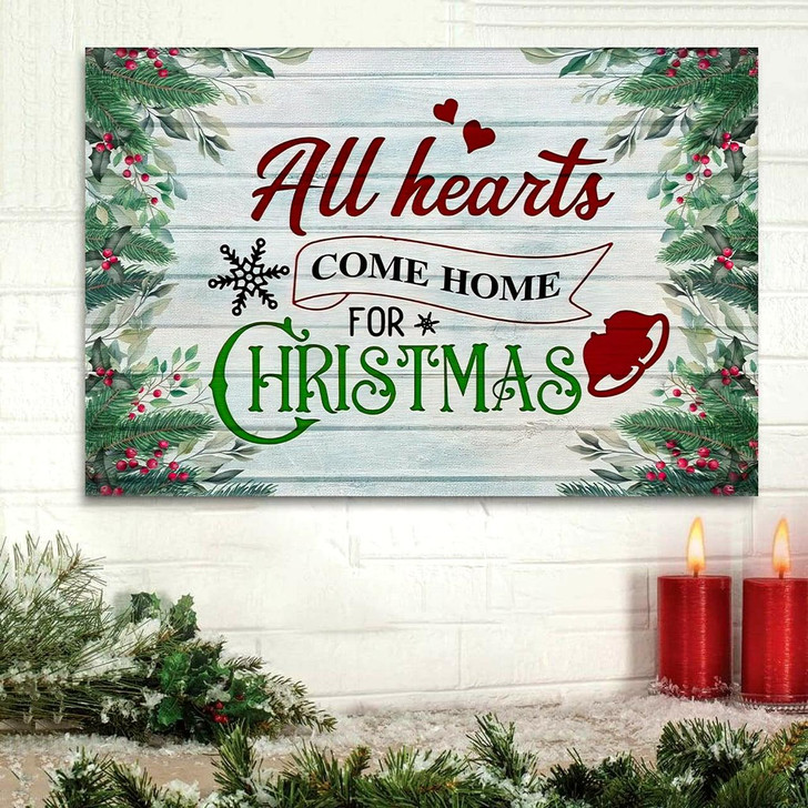 All Hearts Come Home For Christmas Christian Wall Art Canvas Print Religious Canvas Painting