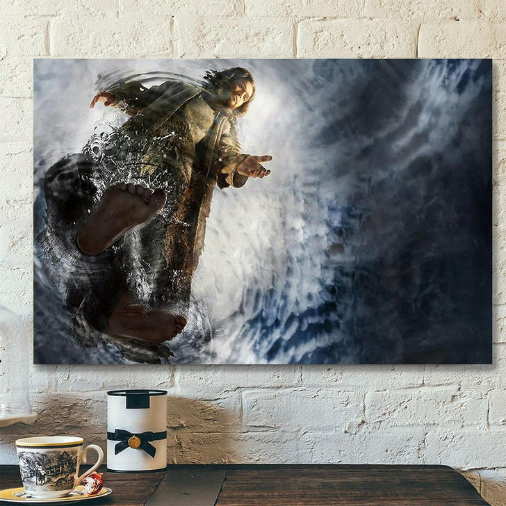 Jesus Saving Peter on The Water Canvas Prints Canvas Wall Art Hand of God Jesus Canvas Poster Christian Wall Art