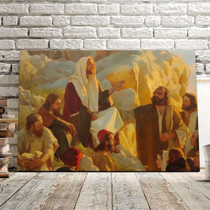 Matthew 5:2 Kjv And He Opened His Mouth Taught Them Jesus Canvas Poster Christian Canvas Prints Faith Canvas