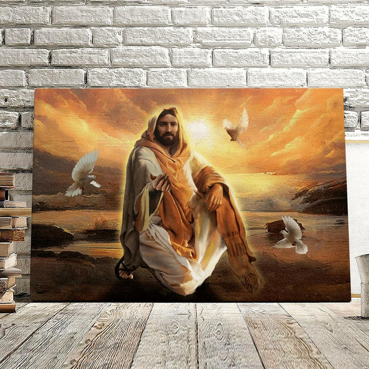 Jesus And Dove Jesus Wall Art Christ Pictures Christian Canvas Prints Faith Canvas Gift For Christian