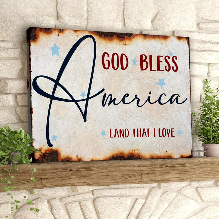 God Bless America Land That I Love Fourth Of July Paintings Independence Day Canvas Wall Art