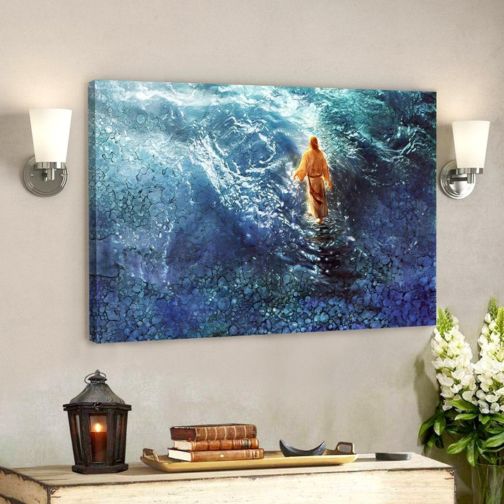 Walking On Water Jesus Canvas Poster Jesus Wall Art Gift For Christian Inspirational Scripture Canvas Decor