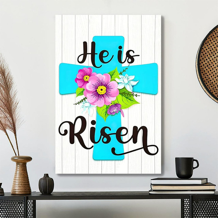 He Is Risen Wall Art Easter Cross Religious Decorations Easter Canvas Easter Wall Decor Christian Canvas Jesus Home