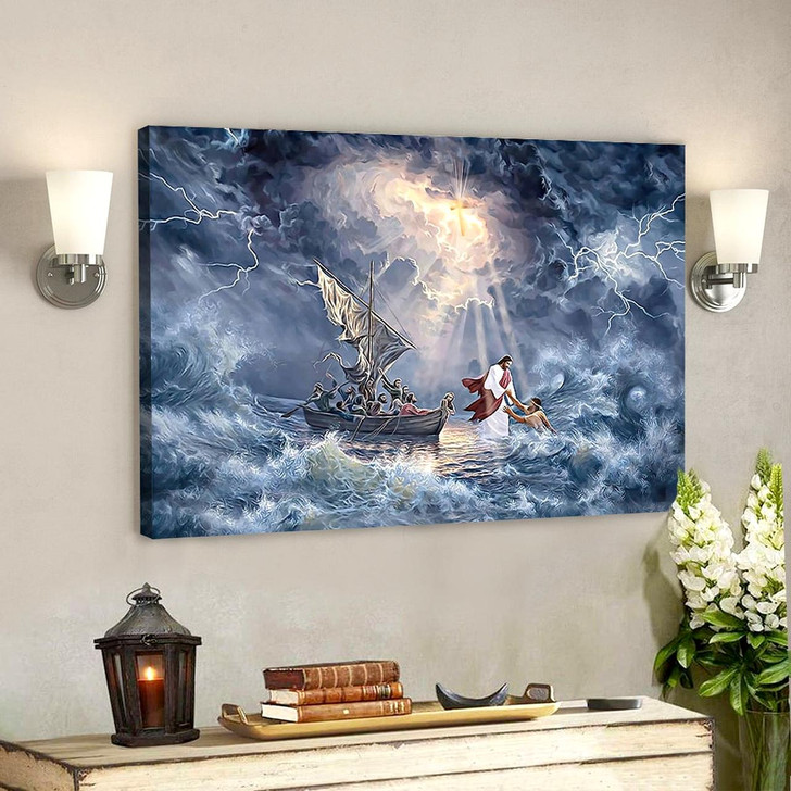 Jesus And The Fishermen Jesus Canvas Painting Jesus Poster Jesus Canvas Christian Canvas Prints Gift For Christian