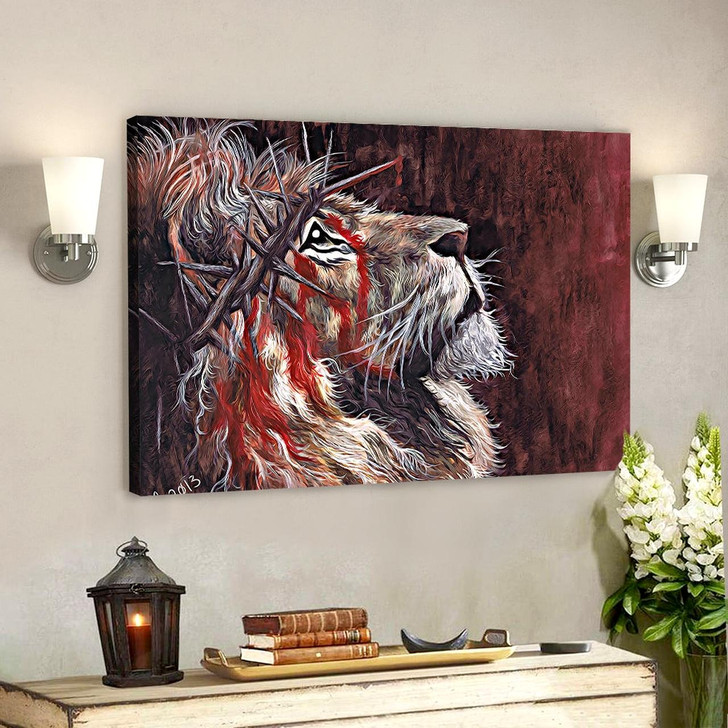 Lions Wearing Thorns Christian Artwork Religious Wall Decor Faith Canvas Wall Art Scripture Wall Art