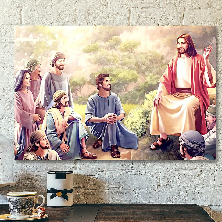 Jesus And The People Jesus Canvas Painting Jesus Poster Jesus Canvas Art Scripture Canvas