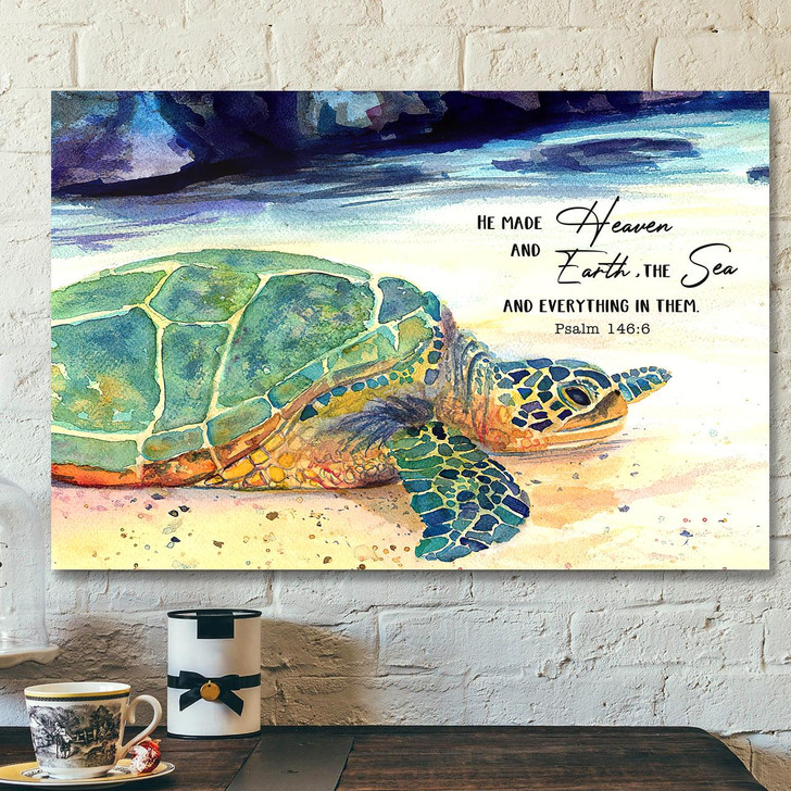He Made Heaven And Earth 4 The Sea And Everything In Them Jesus Canvas Bible Verse Canvas Wall Art Scripture Canvas