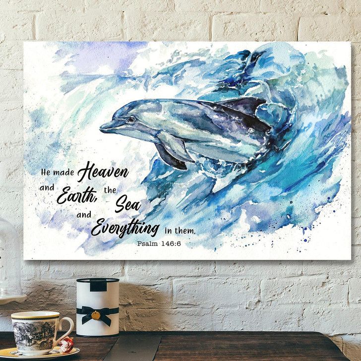 He Made Heaven And Earth 2 The Sea And Everything In Them Jesus Canvas Bible Verse Canvas Wall Art Scripture Canvas