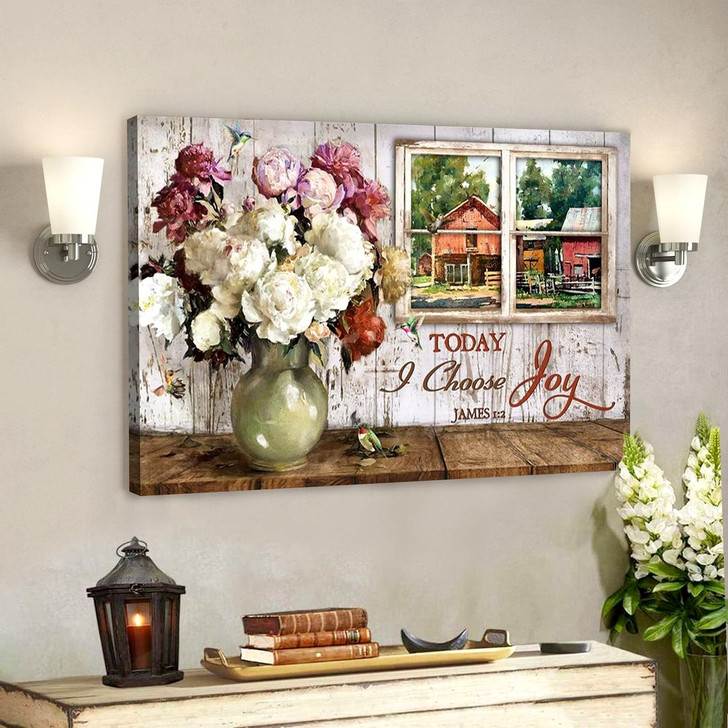 Today I Choose Joy Canvas Bible Verse Canvas Jesus Canvas Scripture Canvas Wall Art